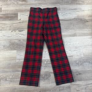 Pendleton Vintage Red Tartan Plaid Wool Preppy Blokette Pants Academia 32x32